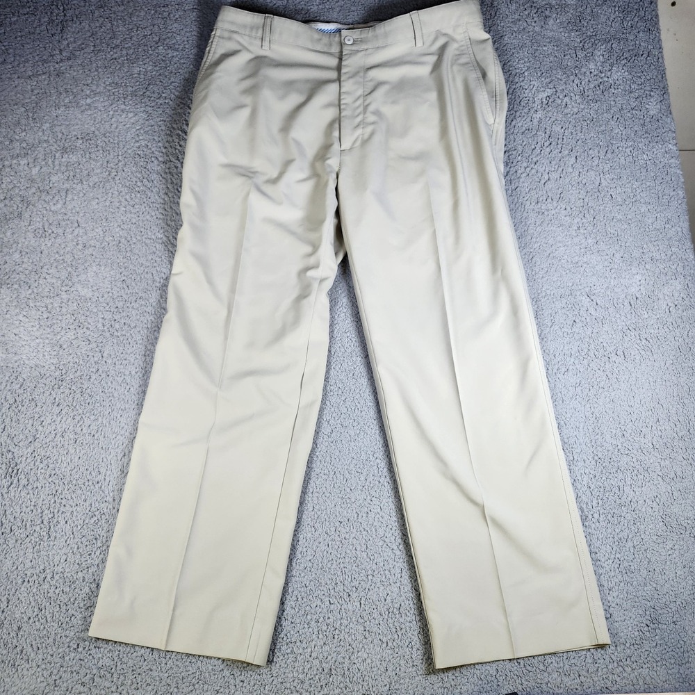 FJ FootJoy Pants Mens 40x30 Beige Stretch Golf Flat Front Chino Trousers